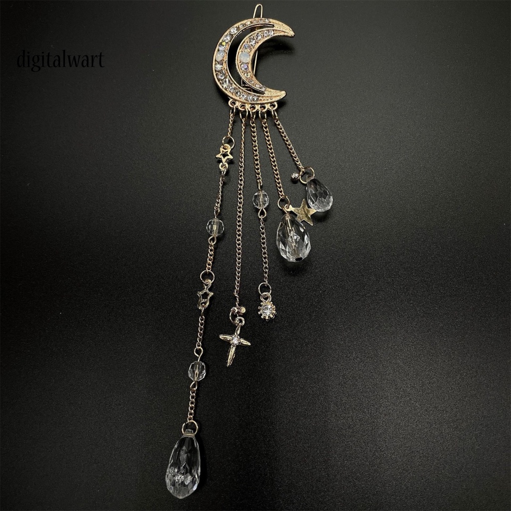 Kỹ Thuật Số| Kẹp Tóc Hình Ngôi Sao / Mặt Trăng Đính Đá Thời Trang Cho Nữ