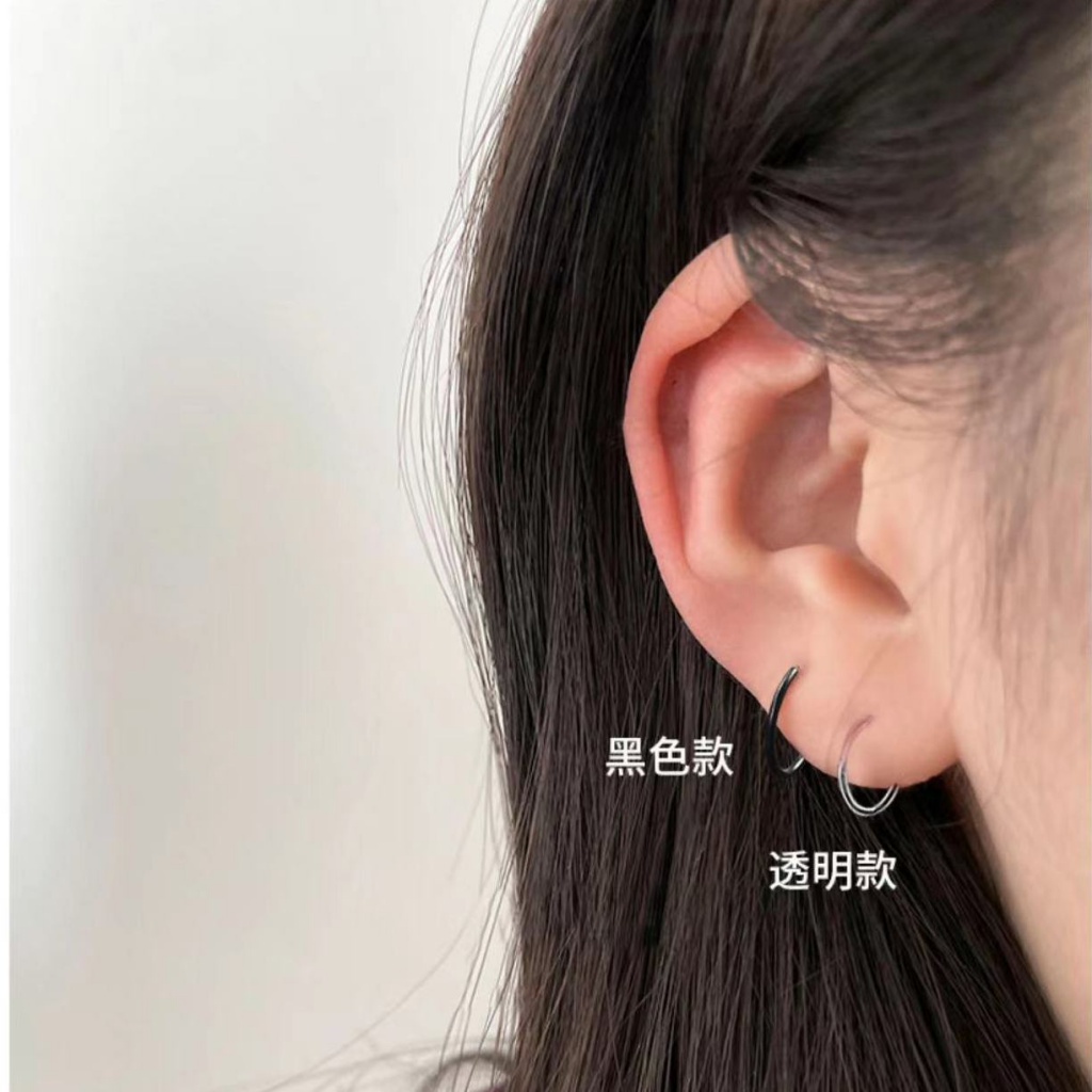 [M &amp; E] Bông Tai Xỏ Bằng Nhựa Trong Suốt Không Cần Xỏ Khuyên Dành Cho Nữ