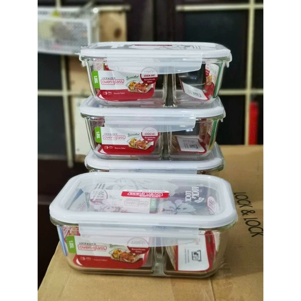 Hộp đựng thuỷ tinh Lock&Lock chia 2 ngăn 1050ml