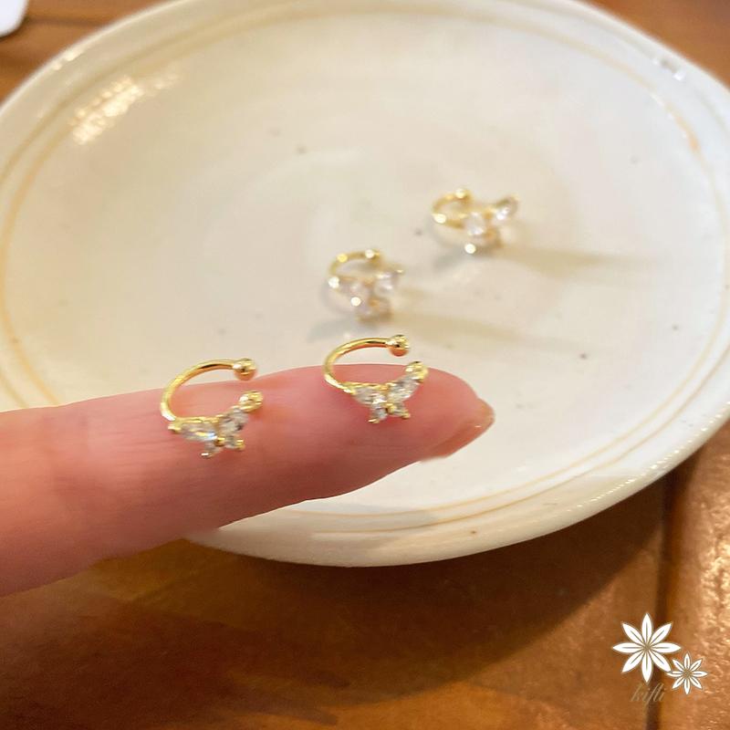 Khuyên Tai Dạng Kẹp Không Cần Bấm Lỗ Hình Bướm Dát Kim Cương Tinh Tế