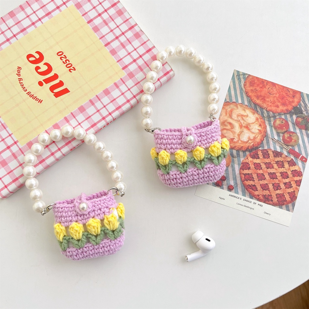 Vỏ Bảo Vệ Hộp Sạc Tai Nghe Bluetooth Không Dây Airpods pro 1 / 2 / 3 pro2 2022 Hình Hoa tulip Dễ Thương