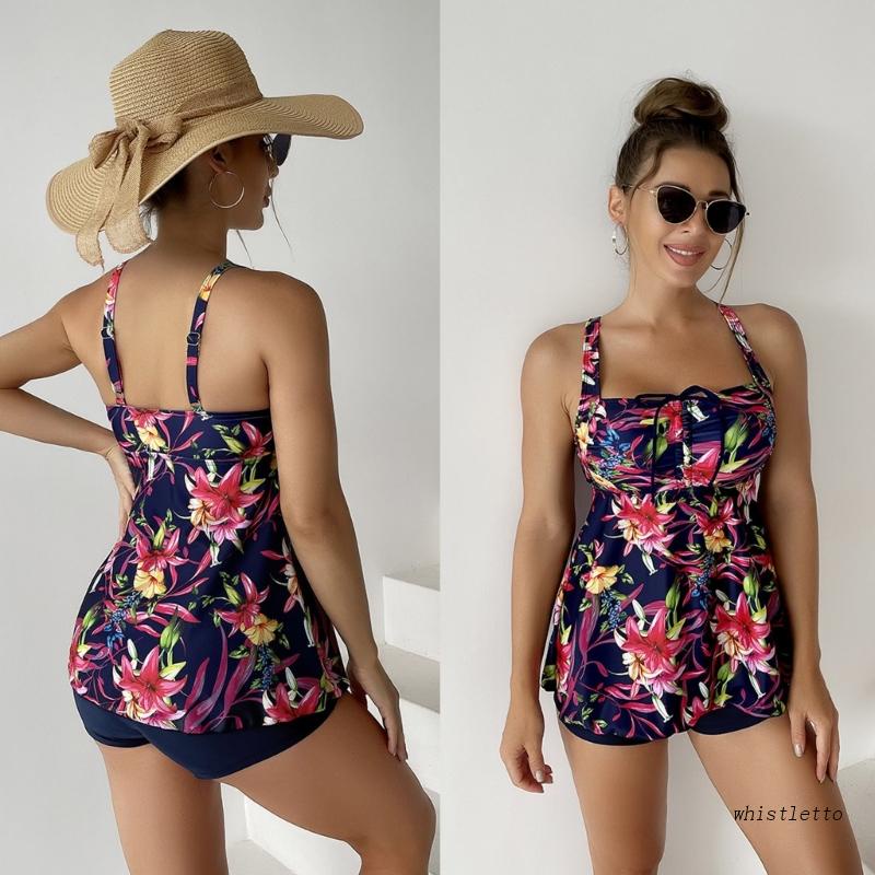 Bộ Đồ Bơi Tankini 2 Mảnh Họa Tiết Hoa Thời Trang Cho Nữ