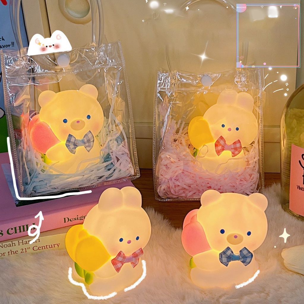 [DDJ] Đèn Ngủ LED Vinyl Mềm Không Gây Nhấp Nháy Hình Gấu / Thỏ Hoạt Hình Sáng Tạo Trang Trí Đầu Giường Đồ Chơi Cho Trẻ Em