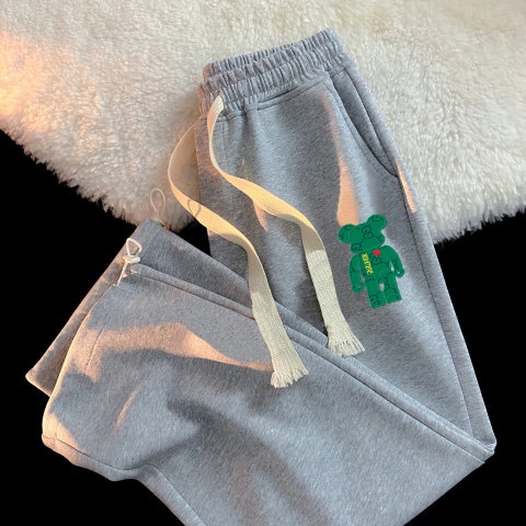 Quần Dài Thể Thao Lưng Cao Dáng Rộng In Hình Mặt Cười Phong Cách Harajuku Thời Trang Cho Nữ