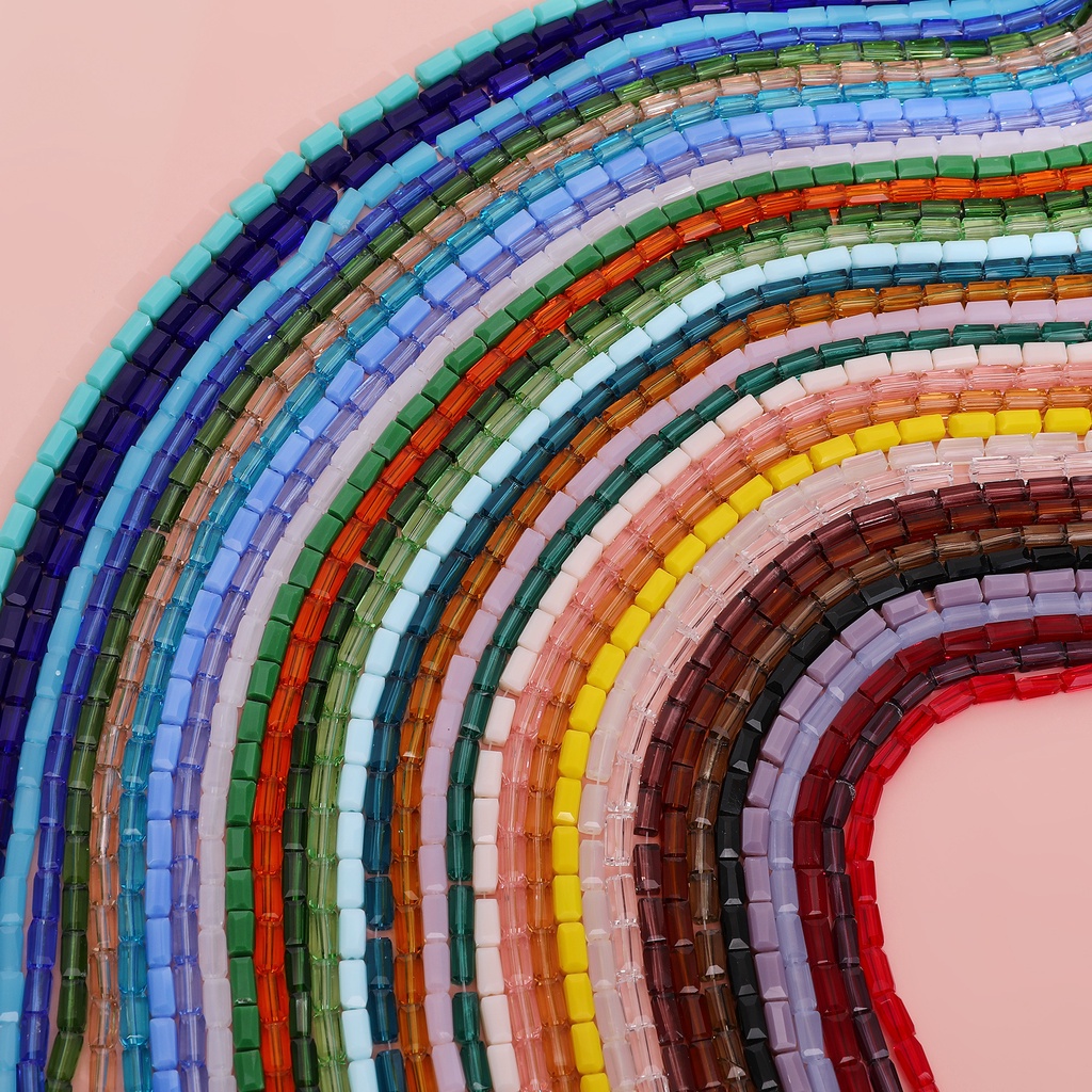 Set 72 Hạt Pha Lê Giả Hình Chữ Nhật 4 * 8MM Tự Làm Trang Sức