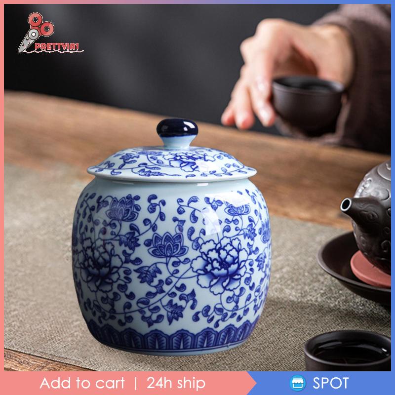 [Prettyia1] Bình Hoa Gốm Sứ Trắng Xanh Dương Sắp Xếp Gọn Gàng