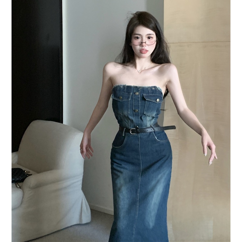 Đầm maxi Vải Denim Thời Trang Sang Trọng Cho Nữ