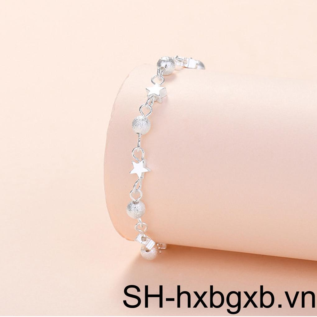 Vòng Tay Bạc Đính Hạt Tròn Nhỏ Thời Trang Hàn Quốc Có Thể Điều Chỉnh Cho Nữ