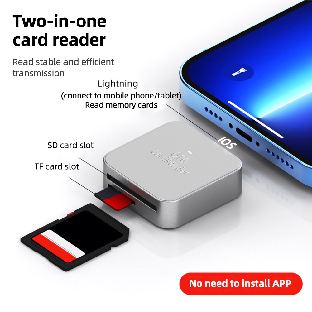 Đầu Đọc Thẻ Nhớ SD TF 2 Trong 1 Cho iPhone Micro Type-C Tablet