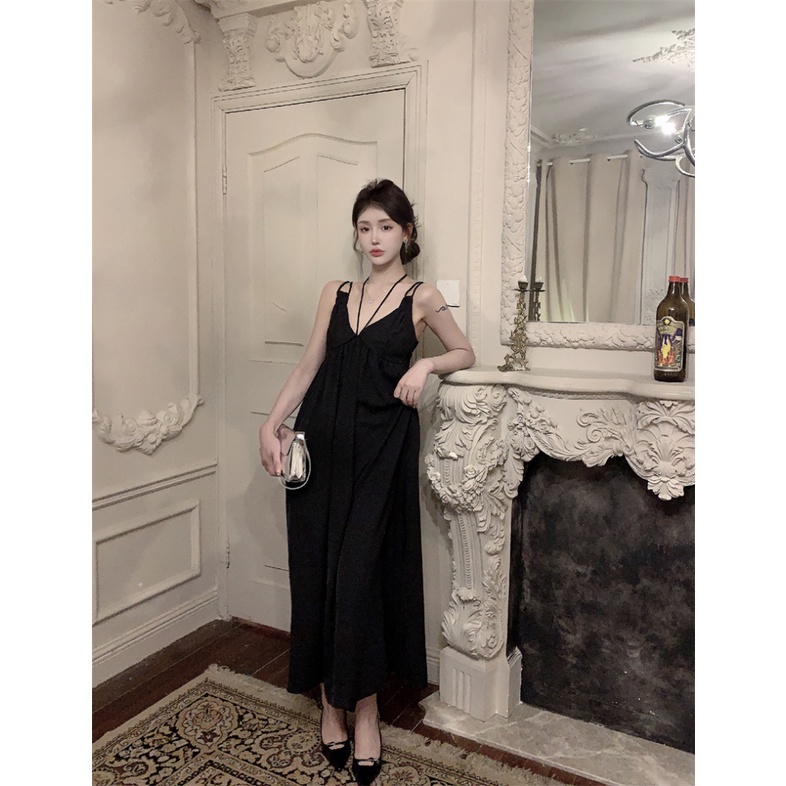 ~ ~ Thiết Kế Cổ Chữ V Dáng Dài Xòe Rộng Cột Dây Màu Trơn