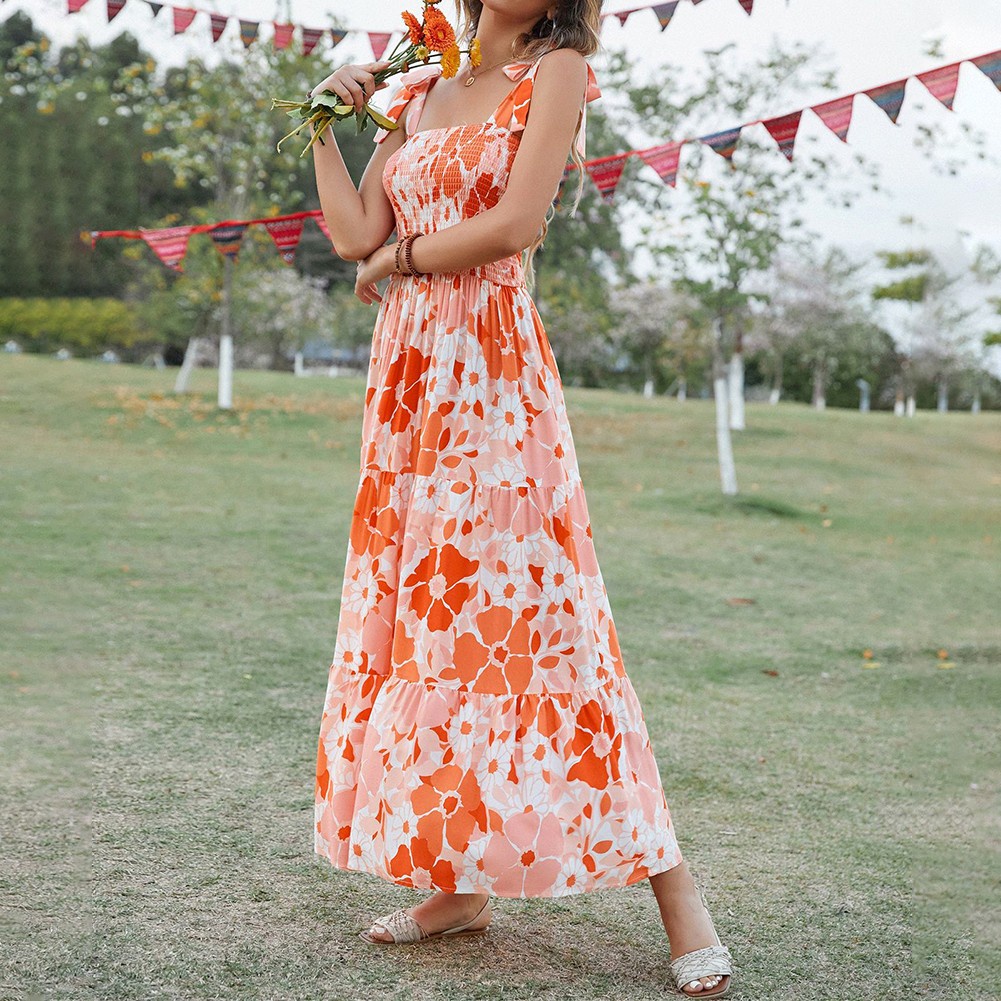 Đầm Dài Hai Dây Dáng Rộng In Họa Tiết Bohemia Thời Trang Đi Biển Mùa Hè Dành Cho Bạn Nữ [MM0503