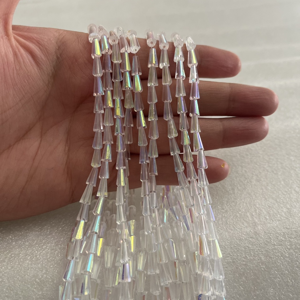 (Tháp trung) Dây pha lê chuông size 8x4mm đủ màu - Chuỗi pha lê tháp trung làm handmade, nguyên liệu trang sức, thủ công