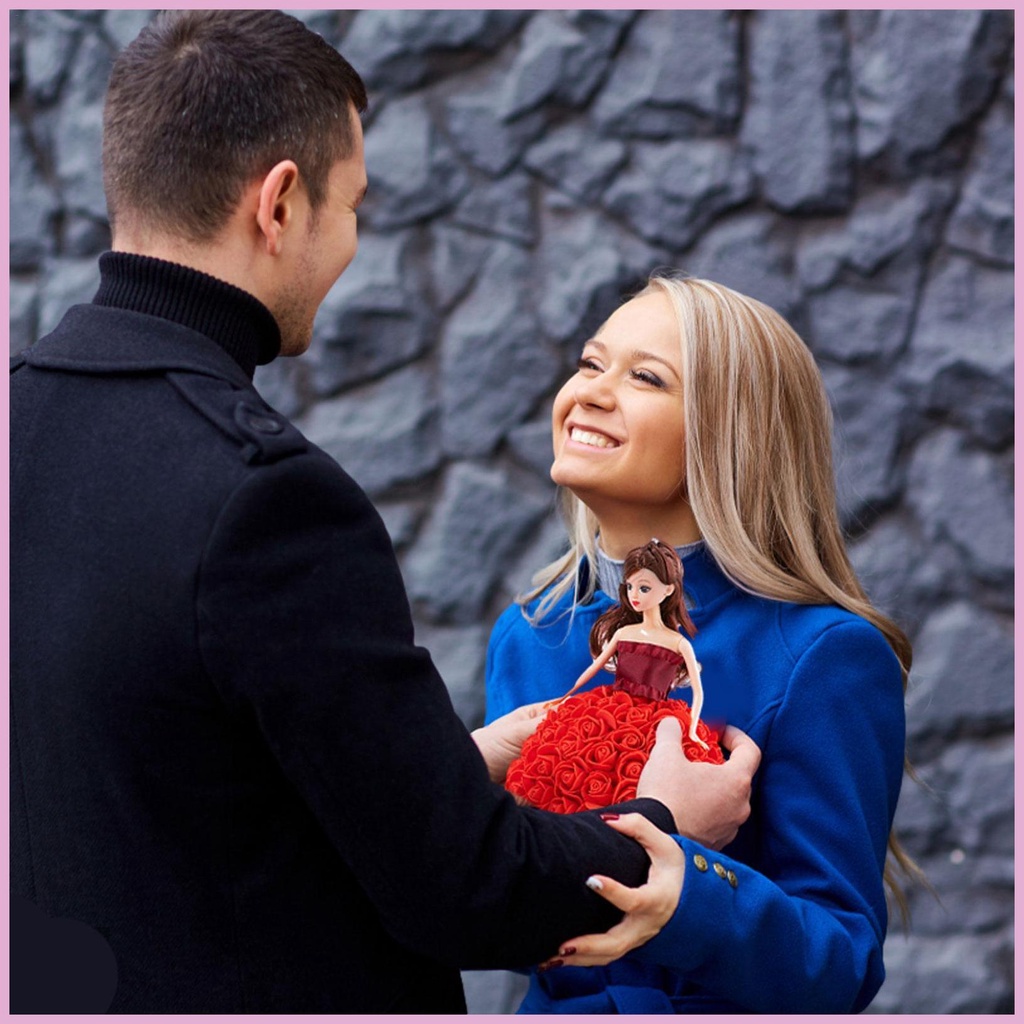 Búp Bê Đồ Chơi Handmade Kèm Quần Áo Hoa Hồng Dùng Làm Quà Tặng Lễ Tình Nhân