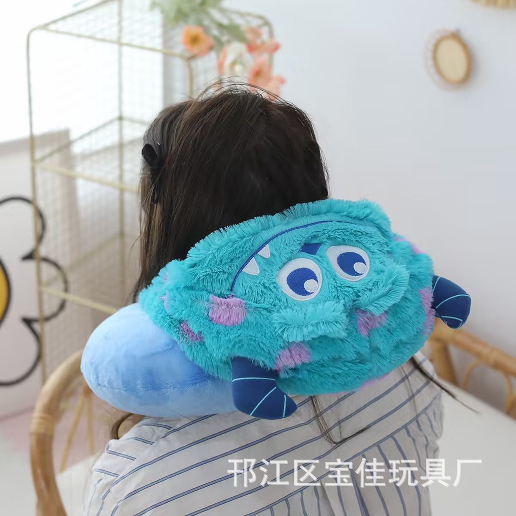 Gối Kê Cổ Chữ U Có Mũ Trùm Đầu Hình Hoạt Hình Dễ Thương