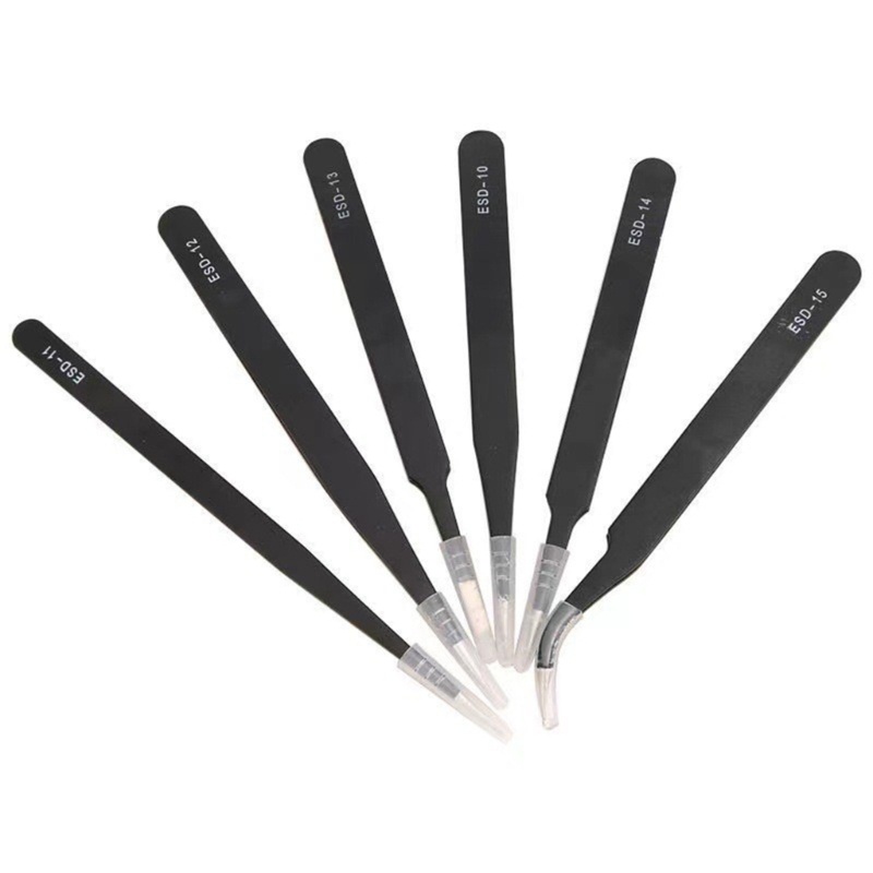 Set 6 Nhíp Cong / Thẳng Bằng Thép Không Gỉ Chống Tĩnh Điện Bảo Dưỡng An Toàn