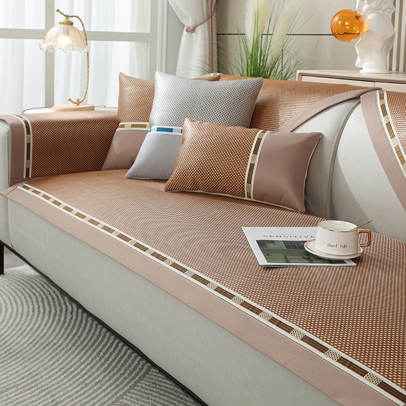 Vỏ Bọc Đệm Ghế Sofa Mùa Hè Bằng Lụa Lạnh Đan Mây Đơn Giản Giặt Được Chống Trượt Phong Cách Bắc