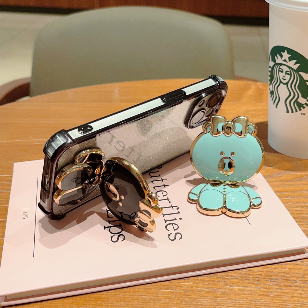 Ốp Điện Thoại Có Túi Khí Họa Tiết Bướm / Gấu Dễ Thương Kèm Giá Đỡ Nhẫn Cho iphone