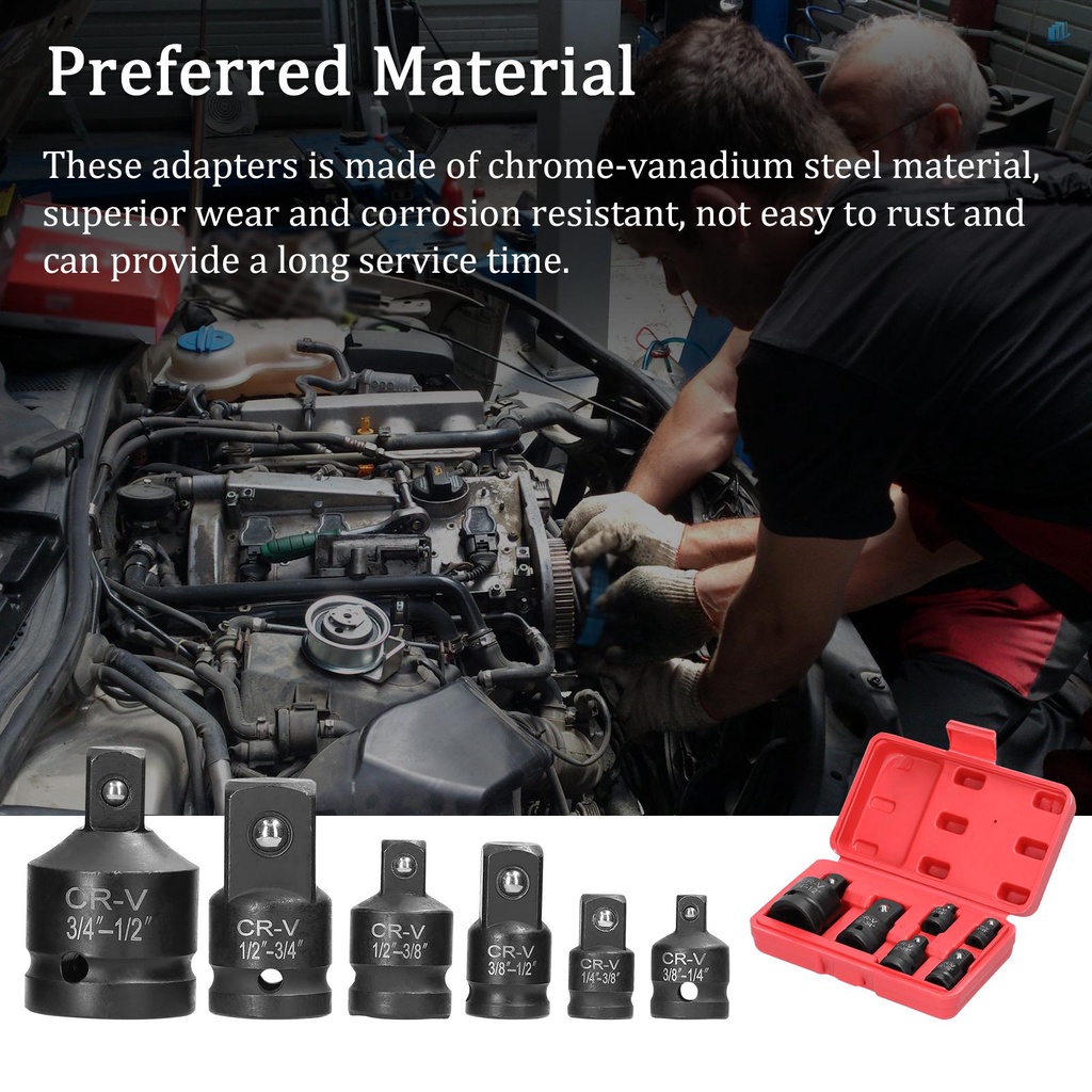 Bộ 6 Đầu Chuyển Đổi Giảm Tác Động Cho smartwatchinone 1 / 4inch 3 / 8inch 1 / 2inch 3 / 4inch