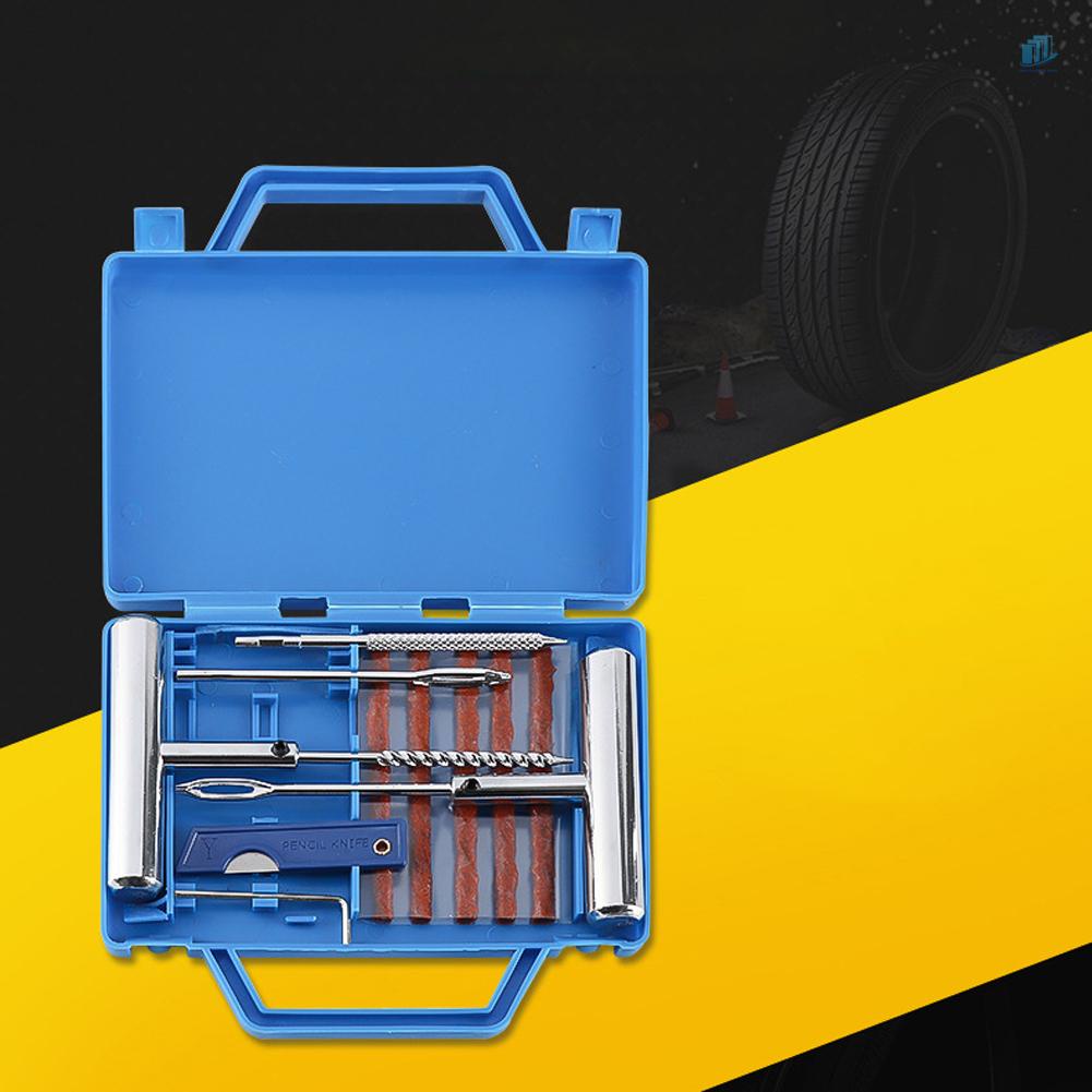 Bộ 12 Dụng Cụ Sửa Chữa Lốp Xe Hơi / Mô Tô / Xe Máy Không Ruột Kèm 5 Dải Cao Su