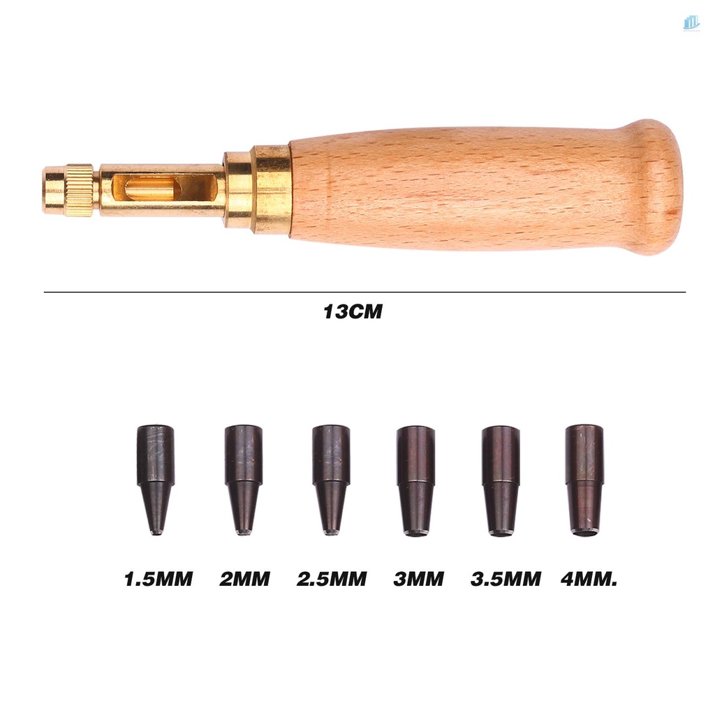 Bộ Dụng Cụ Đục Lỗ Dây Nịt / Thắt Lưng / Đồng Hồ Tự Động Xoay Không Gây Tiếng Ồn Với 6 Đầu Kích Thước 1.5-4mm
