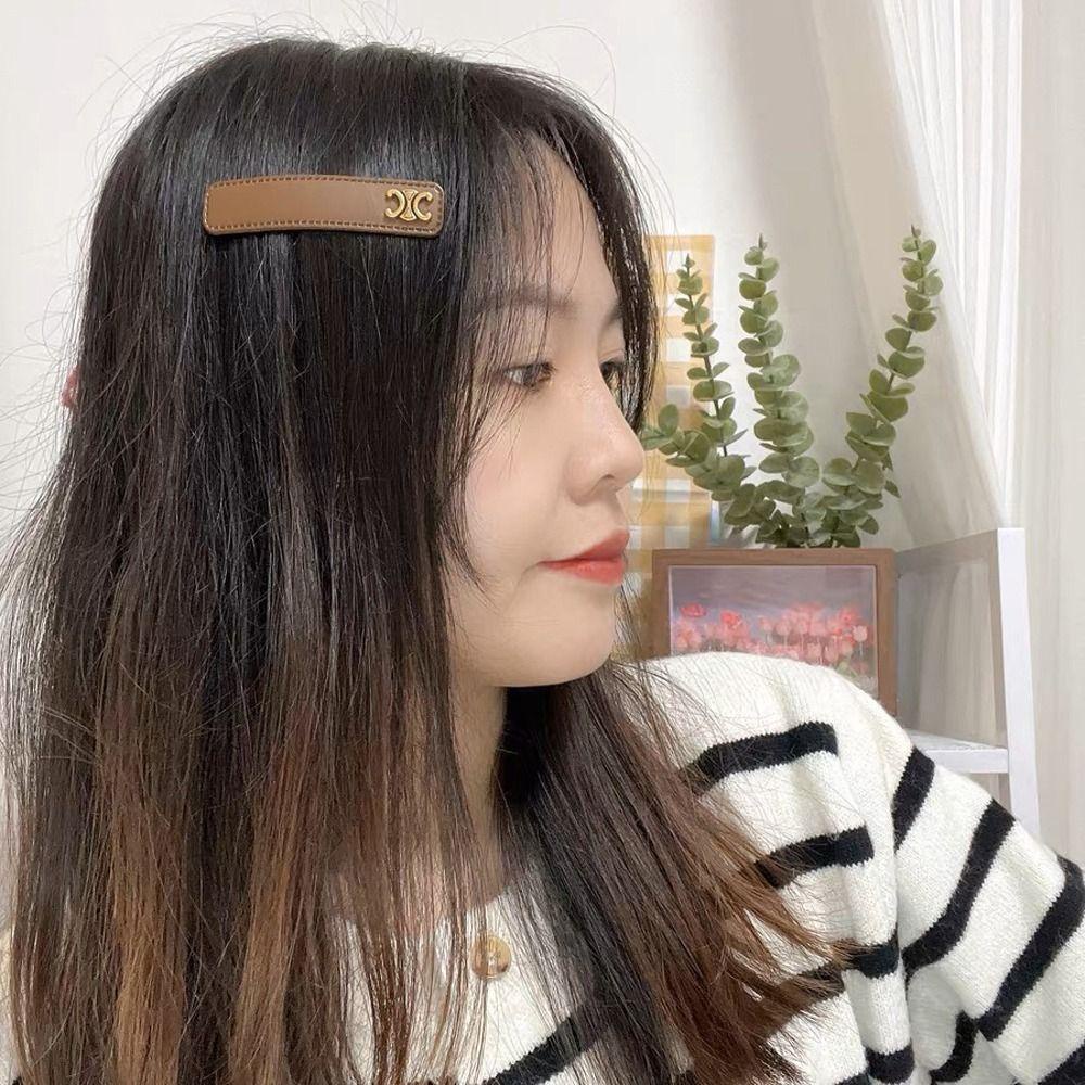 Kẹp Tóc Da PU Hình Chữ C / Chữ C Phong Cách Hàn Quốc Ngọt Ngào WMES15H Cho Nữ