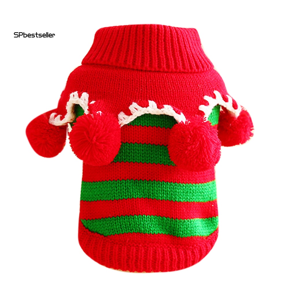 Áo Len Dày Họa Tiết Kẻ Sọc Màu Sắc Giáng Sinh Dành Cho Thú Cưng