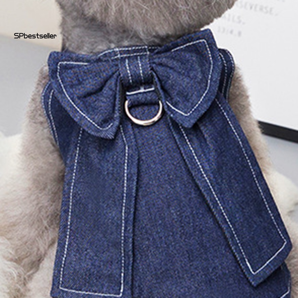 Đầm Denim Thắt Nơ Xinh Xắn Hợp Thời Trang Cho Cún Cưng