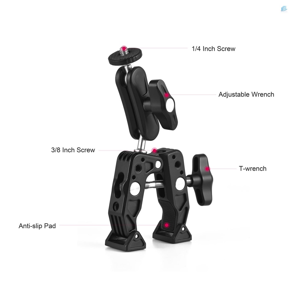 Kẹp Đa Năng Xoay 360 Độ Bằng Hợp Kim Nhôm Cho Đồng Hồ Thông Minh° Đầu Bi Xoay 1 / 4 Inch Vít 1 / 4 Inch Và 3 / 8 Inch Chịu Lực 1.5kg