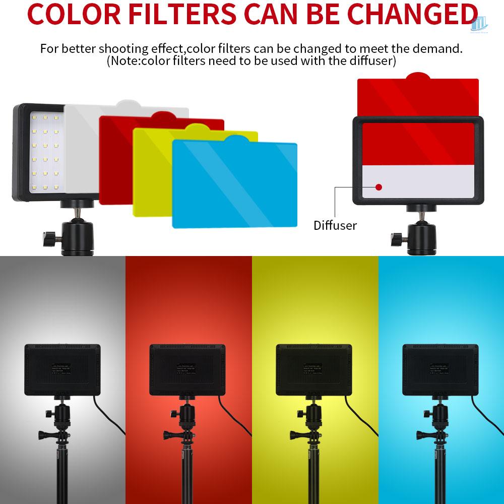 Bộ 2 Đèn LED USB 5600K + 2 Chân Máy Mở Rộng + 2 Đầu Bóng Linh Hoạt + Bộ Lọc 8 Màu (Đỏ / Vàng / Xanh Dương / Trắng)