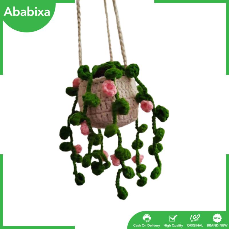 [Ababixa] Phụ Kiện Treo Gương Chiếu Hậu Xe Hơi Dệt Kim Thủ Công Hình Chậu Cây Dễ Thương Cho Nam Và Nữ
