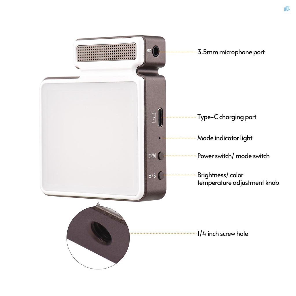 Micro Điện Thoại Thông Minhwatchinone 2 Trong 1 Có Đèn LED Và Cáp Âm Thanh 3200K-5600K Với Lỗ Cắm 1 / 4 3.5mm TRS to TRRS Cho Sma