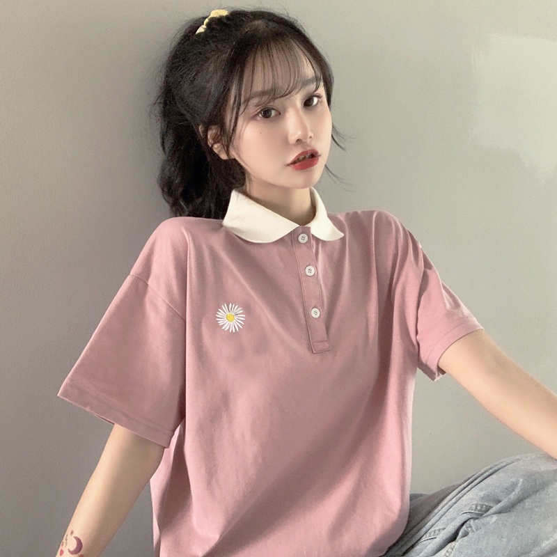 HIIXIIVI Áo polo Nữ Ngắn Tay Phong Cách Hàn Quốc Mới 2023