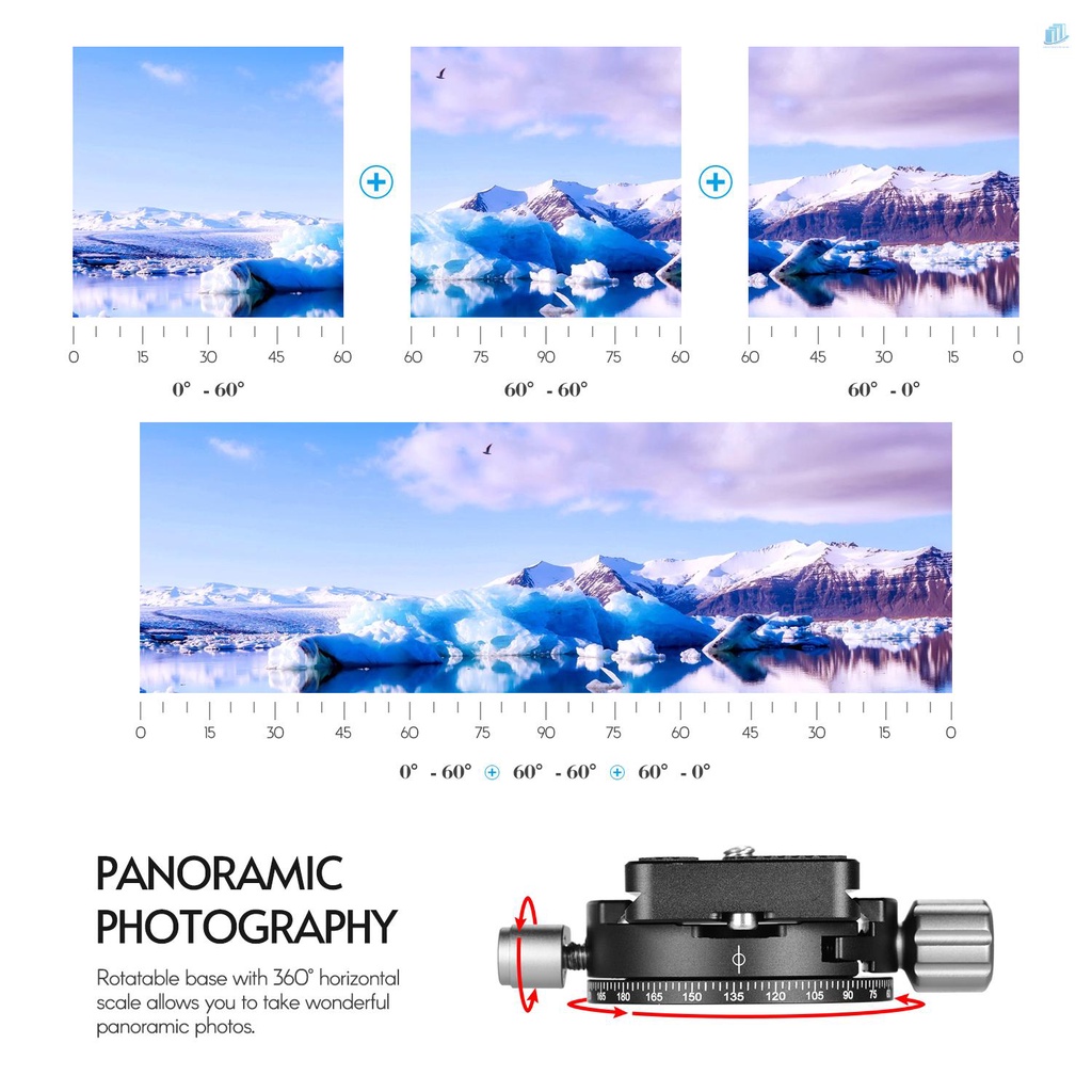 Đĩa Gắn Đế Ba Chân Tháo Lắp Nhanh Bằng Hợp Kim Nhôm Tiêu Chuẩn Arca-Swiss Andoer PAN-03 Với Tấm QR 1 / 4 Inch Và 3 / 8 Inch