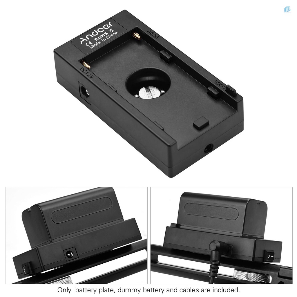 Bộ Chuyển Đổi Đĩa Pin Andoer NP-F970 F750 + Giá Đỡ Pin FW50 Cho Máy Ảnh A7 / A7R / A7S / A7II / A7RII / A7SII / A6300 / A6400 / A6500