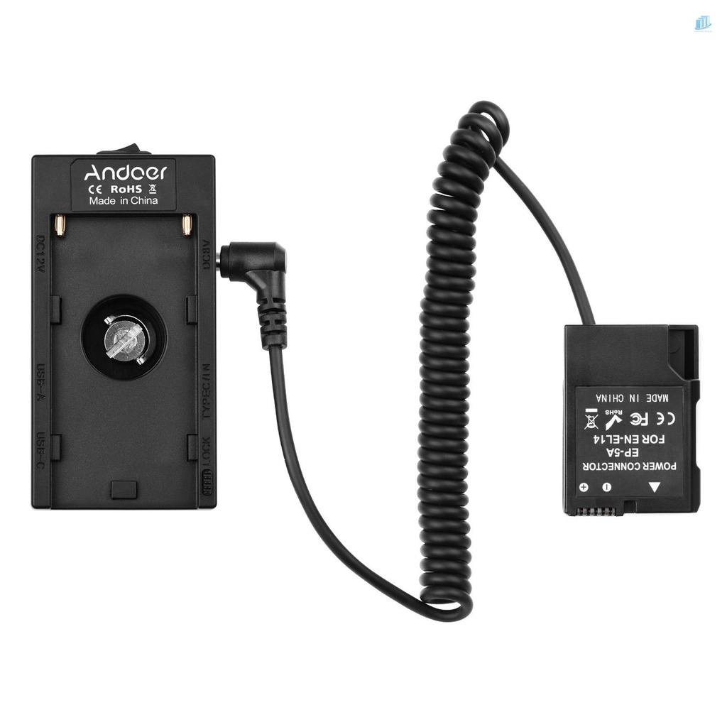 Giá Đỡ Pin Andoer NP-F970 F750 Giao Diện USB Kép + Pin EN-EL14 D3100 / D3200 / D5100 / D5200 / COOLPIX P7000 / P710