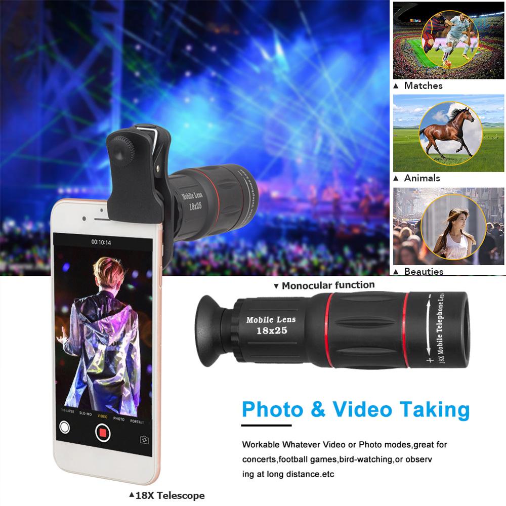 Ống Kính 4 Trong 1 APEXEL APL-T18Xbj5 Telephoto 4 Trong 1 Cho Điện Thoại 18X Lens 198° Ống Kính Fisheye Góc Rộng 0.63X Macro 15X Kèm Điều Khiển Từ Xa