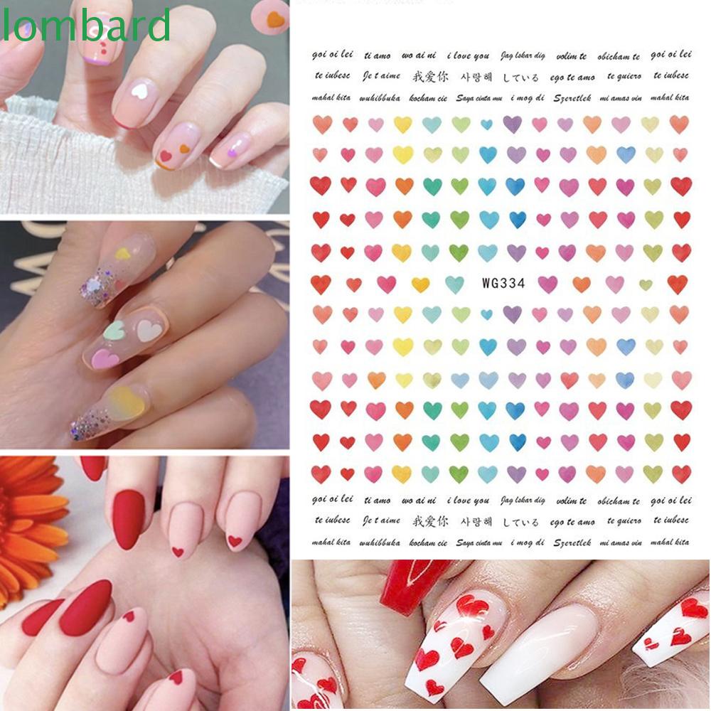 Miếng Dán Trang Trí Móng Tay Họa Tiết Trái Tim Graffiti Dễ Thương