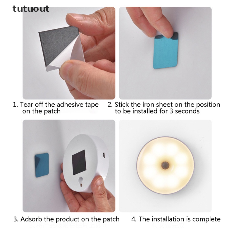 Đèn Ngủ LED Không Dây Cảm Biến Chuyển Động Có Thể Sạc Lại Bằng Cổng USB