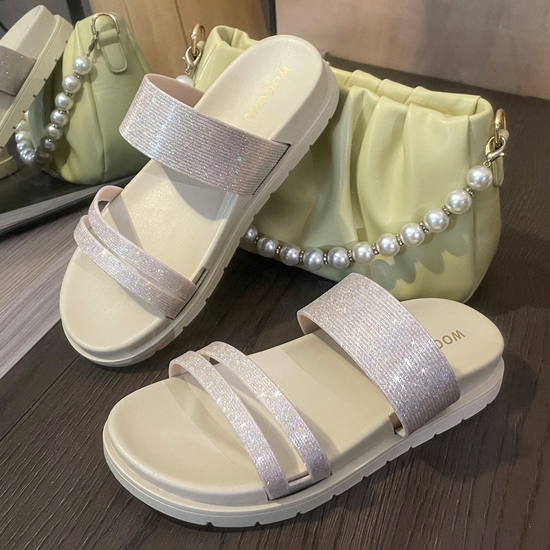 Giày Sandal Luo Đế Dày Hai Dây Chống Trượt Thời Trang Xuân Hè Cho Nữ