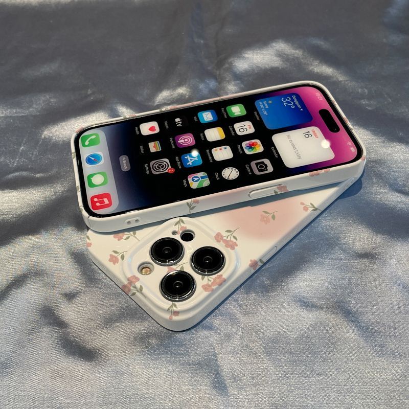 Ốp Điện Thoại Cứng Màu Hồng In Họa Tiết Hoa Nhỏ Xinh Cổ Điển Cho Iphone xr / 13 / 11iPhone12 14pluspromax / 78