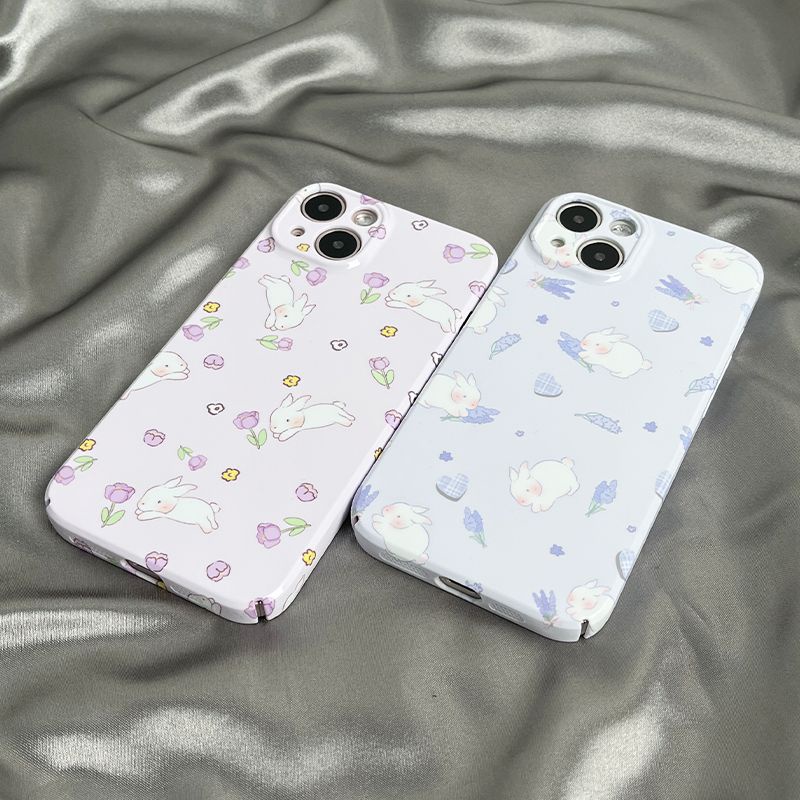 Ốp Điện Thoại Cứng Hình Thỏ Và Hoa Cho Apple 13 14plus14 promax13 0JDS