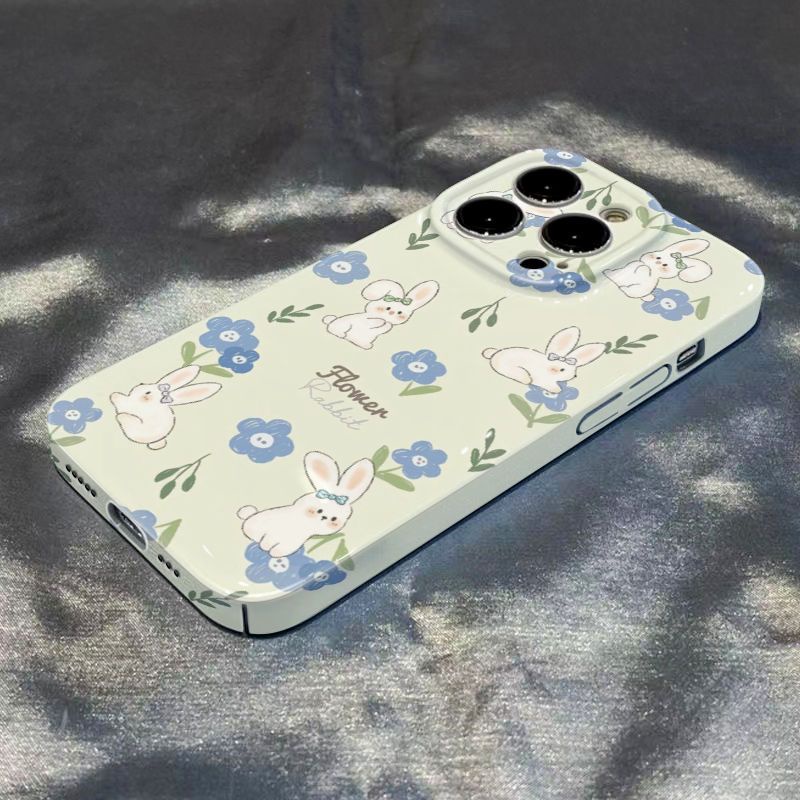 Ốp Điện Thoại Cứng Hình Hoa Và Thỏ Cho Iphone 11 12 max 13 14pro 8p Xsmax