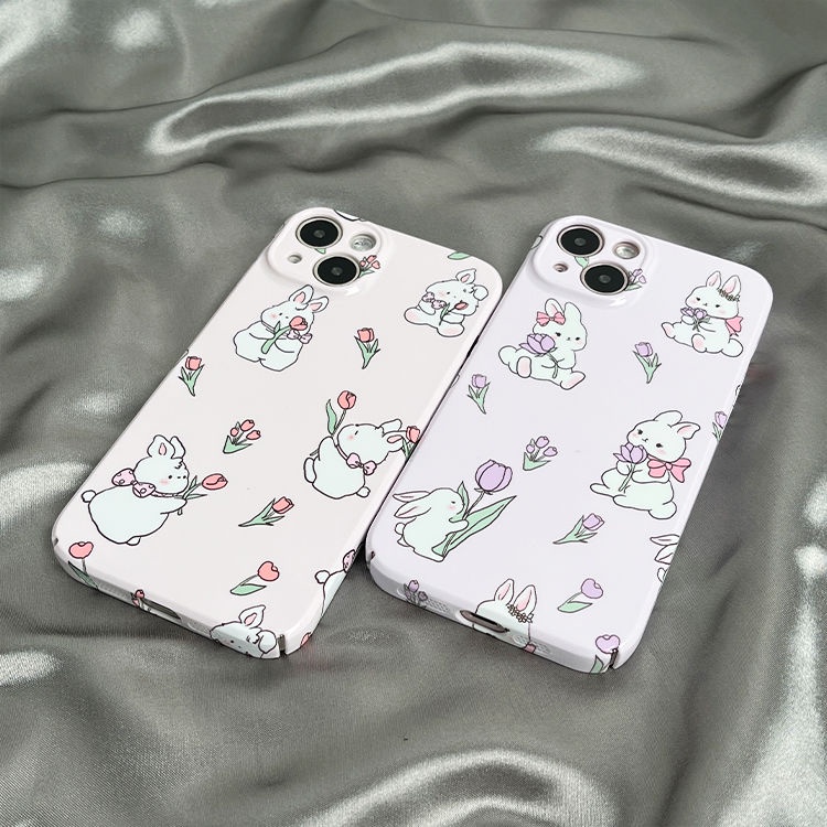 Phù Hợp Ốp Điện Thoại Cứng Họa Tiết Thỏ Trắng Đính Nơ Cho Apple Iphone 13 14 1314pluspromax 2WDB