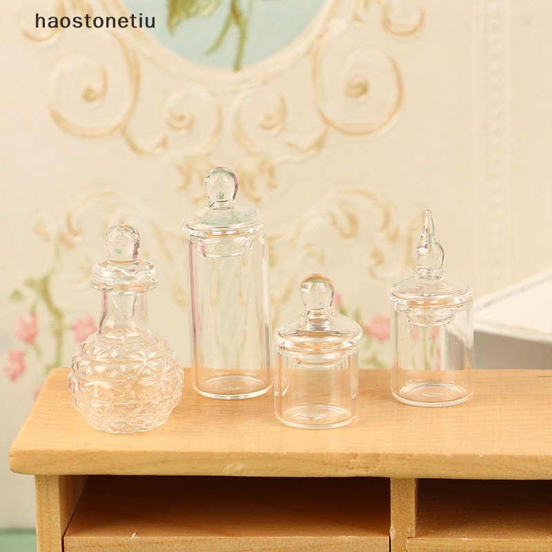 Hũ Thủy Tinh Trong Suốt Đựng Hạt Kẹo / Đậu Trang Trí Nhà Búp Bê Tỉ Lệ 1: 12