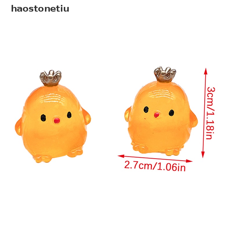 Set 2 Tượng Gà Hoạt Hình Mini Dạ Quang Trang Trí Tiểu Cảnh