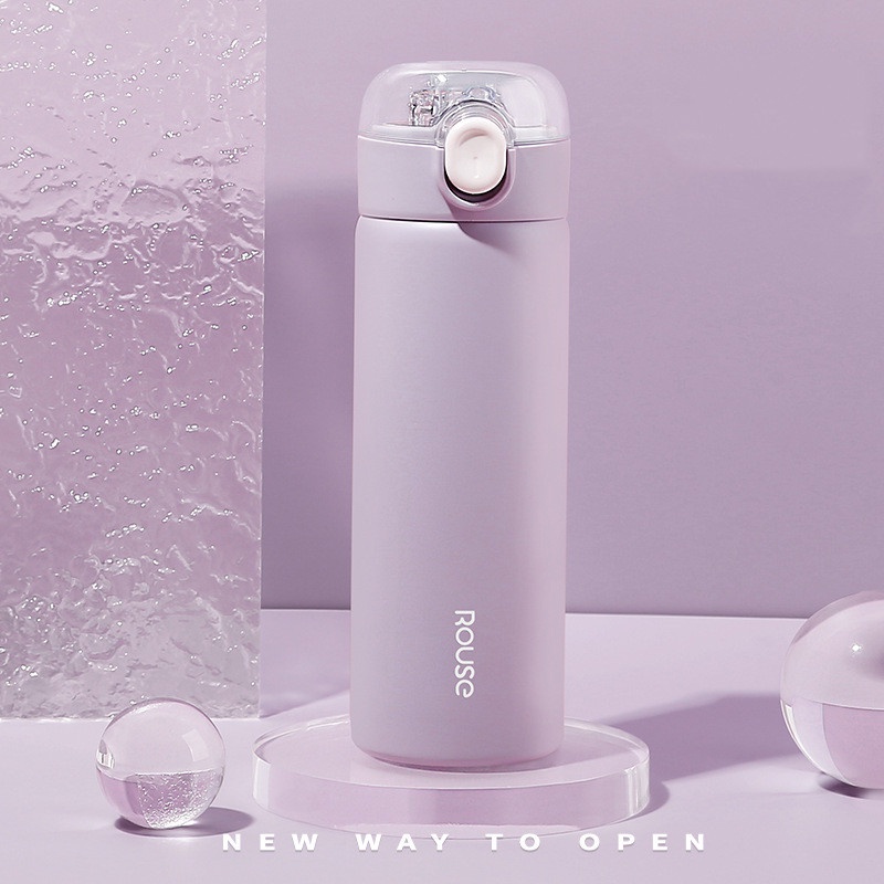 Bình Nước Giữ Nhiệt Bằng Thép Không Gỉ 380ml Kèm Ống Hút Kiểu Dáng Dễ Thương HSU