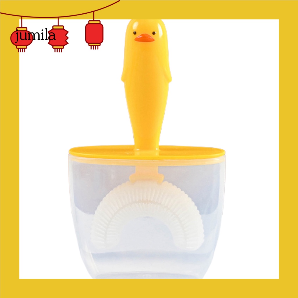 1 Bộ Bàn Chải Đánh Răng Silicon Lông Siêu Mềm Hình Chữ U Chống Bụi Cho Bé