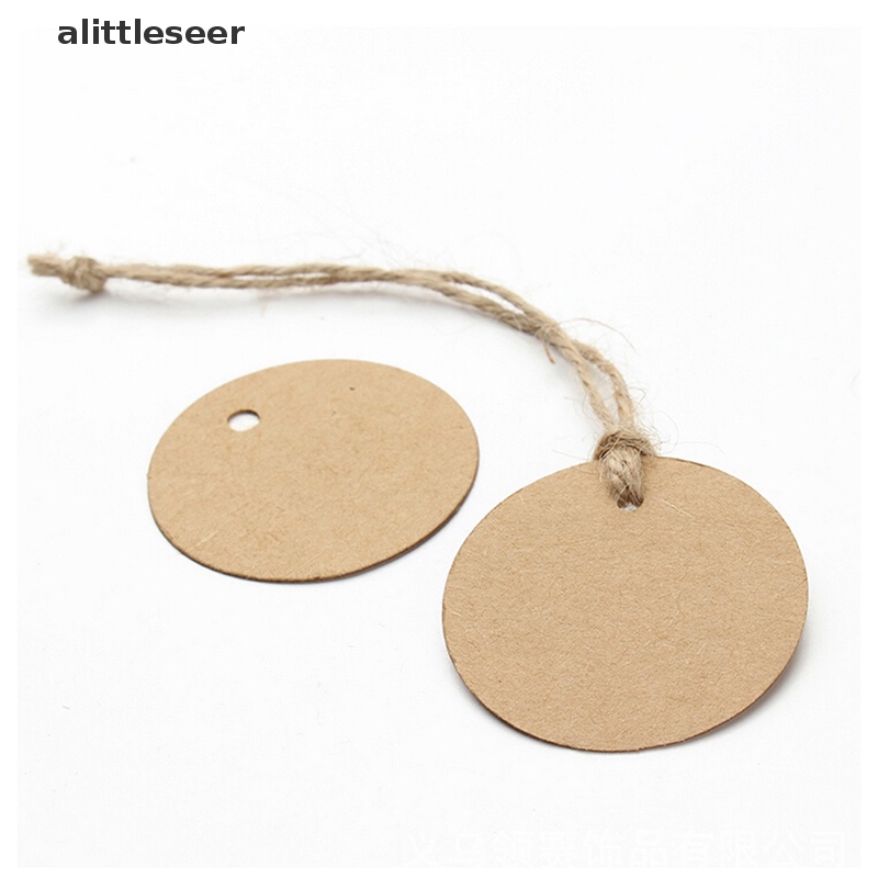 Set 100 Thẻ Giấy Kraft Hình Tròn Màu Nâu Treo Hành Lý