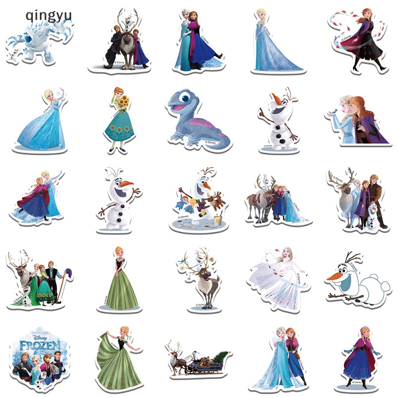 Bộ 50 Sticker Công Chúa Anna Elsa Hoạt Hình Frozen Cho Bé