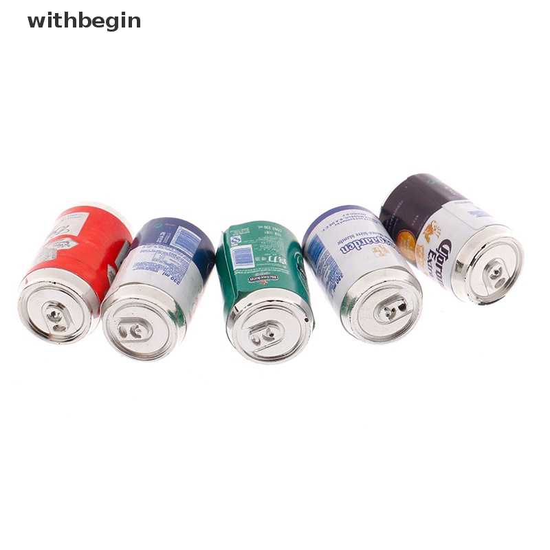 Bộ 5 Lon Bia Mini Tỉ Lệ 1 / 12 Dùng Để Trang Trí Nhà Búp Bê 1 / 6